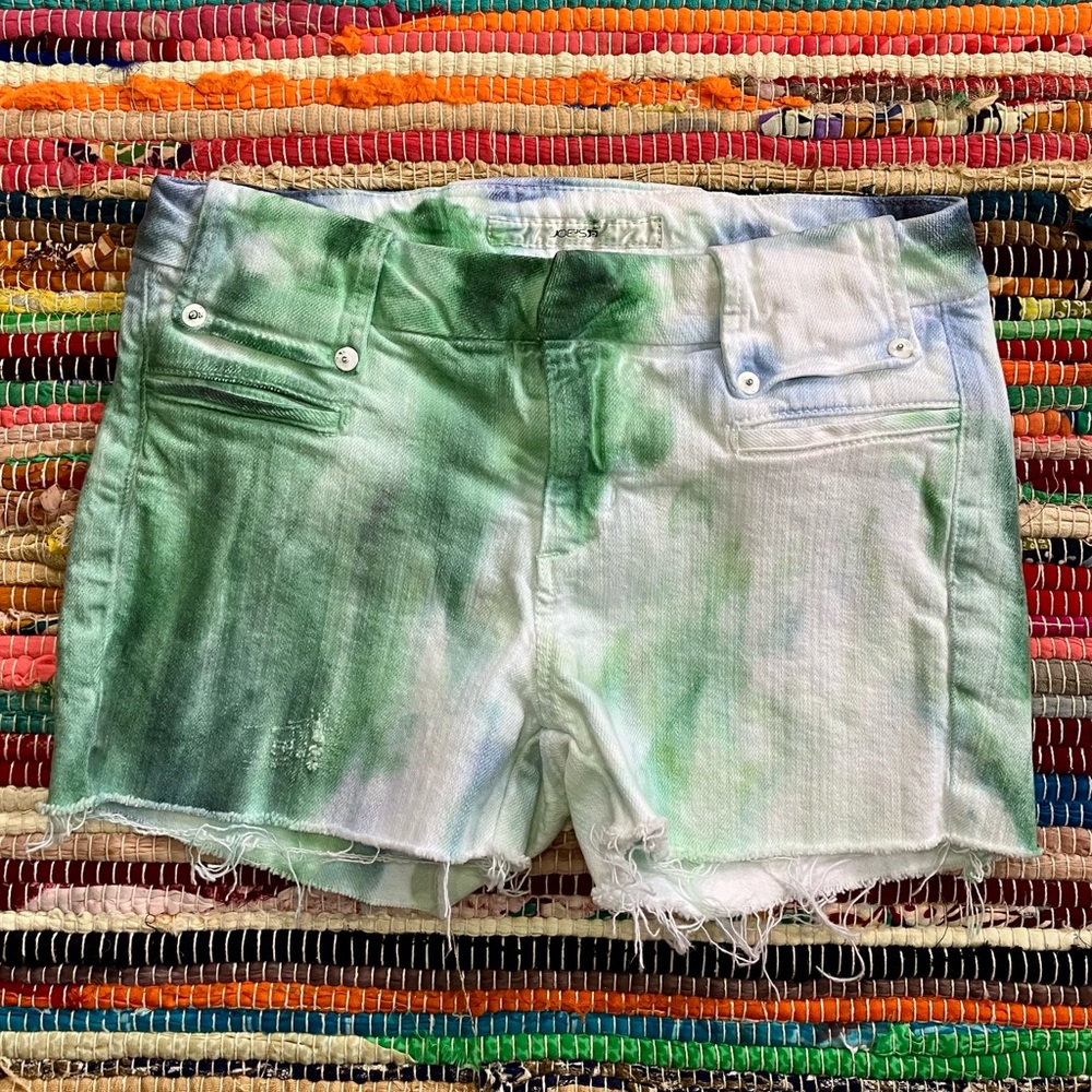 Joe's Jeans ~ Tie dye green blue white cutoff jean shorts
